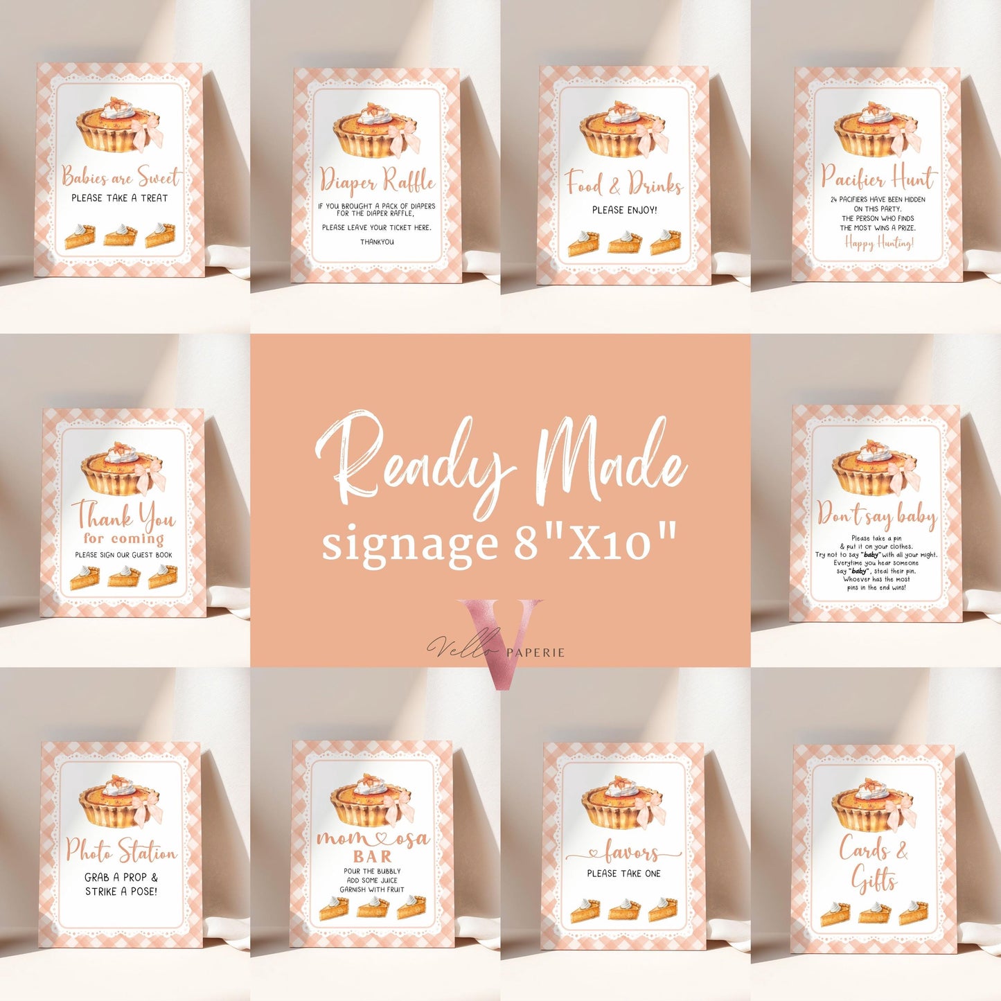 Sweet Cutie Pie Baby Shower Complete BUNDLE | FALL Autumn Cutie Pie Baby Shower Set | Gender Neutral Pie Baby Party Decor Favor Bundle CPB01