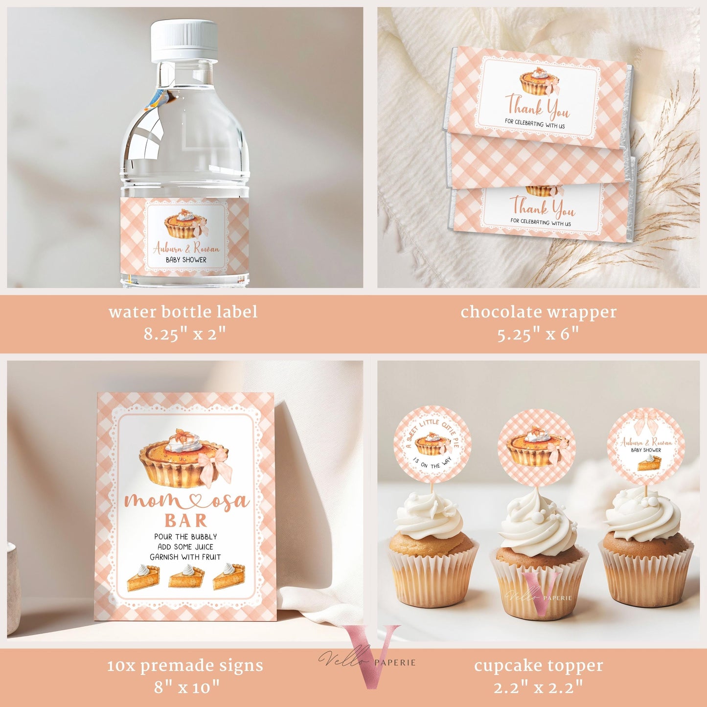 Sweet Cutie Pie Baby Shower Complete BUNDLE | FALL Autumn Cutie Pie Baby Shower Set | Gender Neutral Pie Baby Party Decor Favor Bundle CPB01