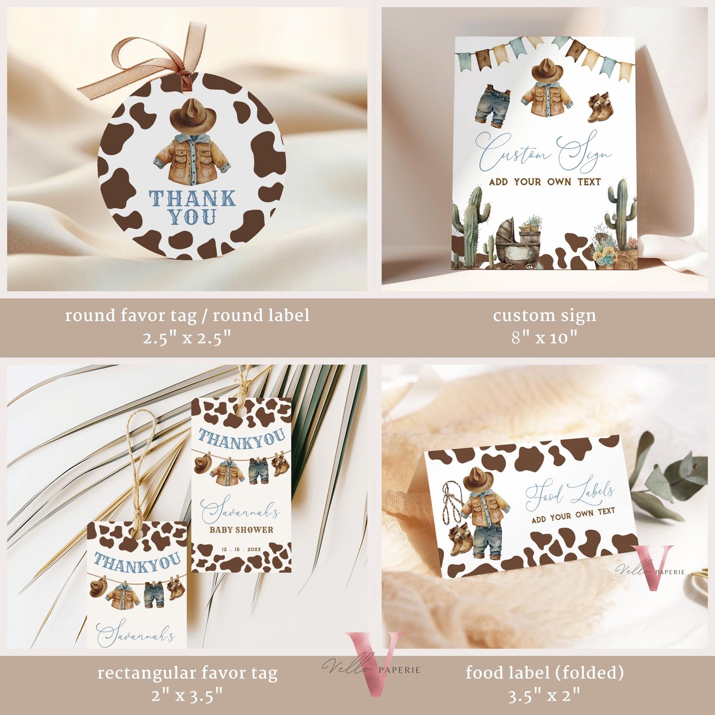 Editable MEGA BUNDLE Cowboy Baby Shower Invitation | Wild West Shower Set | Western Country Rodeo Baby Boy Party Favor Boot Cactus CBB01