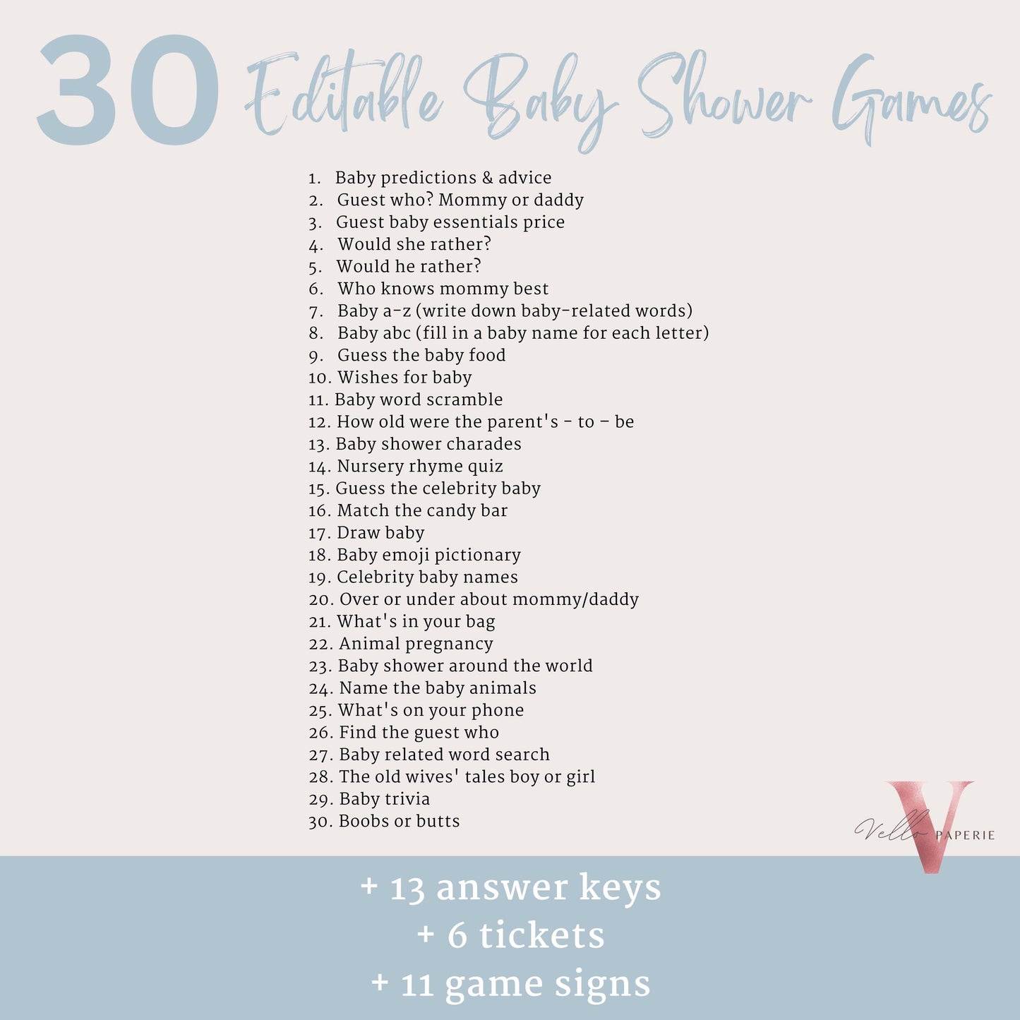 Editable 60pages Blue Winnie the Pooh Baby Shower Games & Activities Bundle Ticket Sign | Printable Little Hunny Pooh Baby Shower Set WTP02