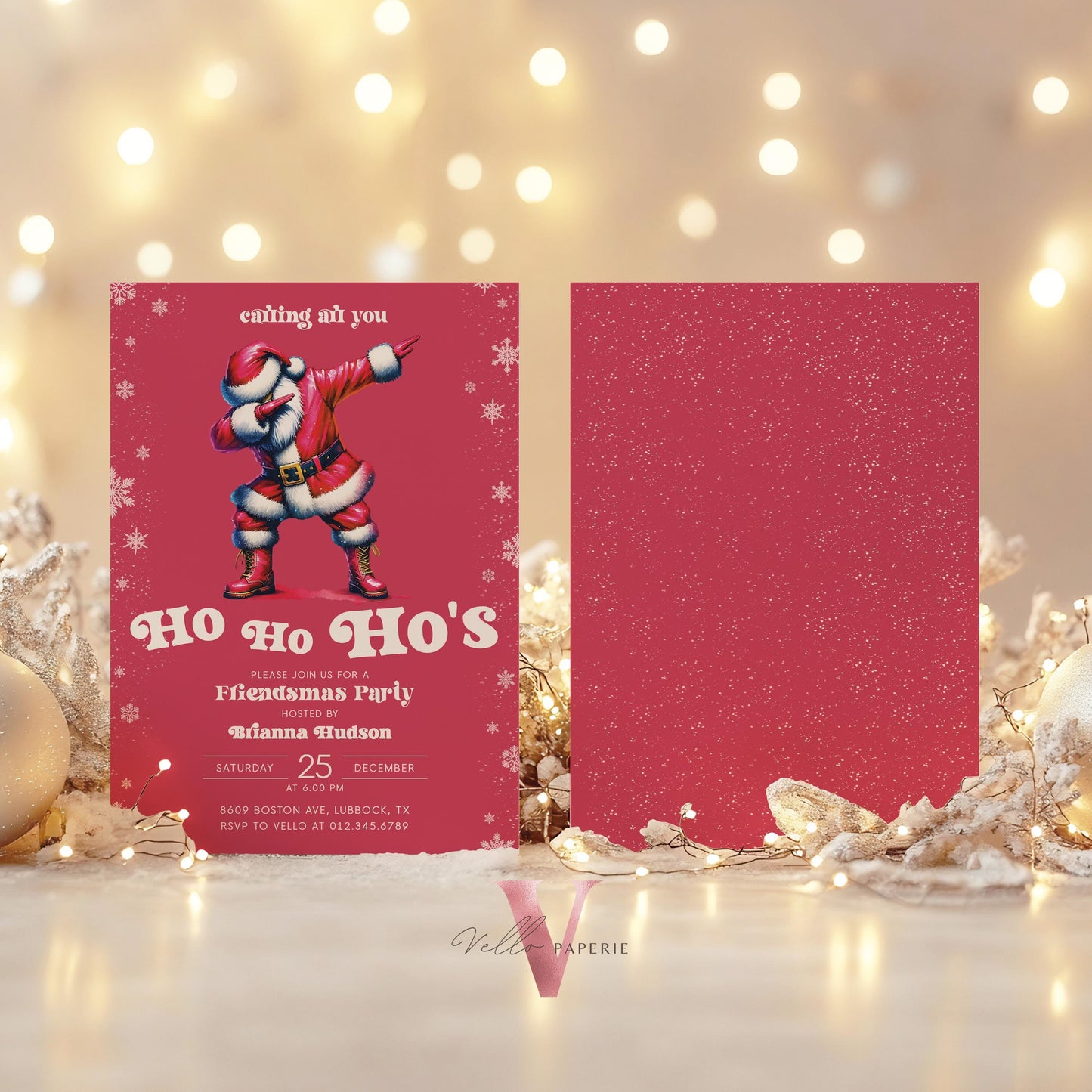 Free EVITE Funny Santa Christmas Party Invitation | Calling All You Ho Ho Ho Red Santa Invite | Fun Winter Holiday Friendsmas Party CHP01