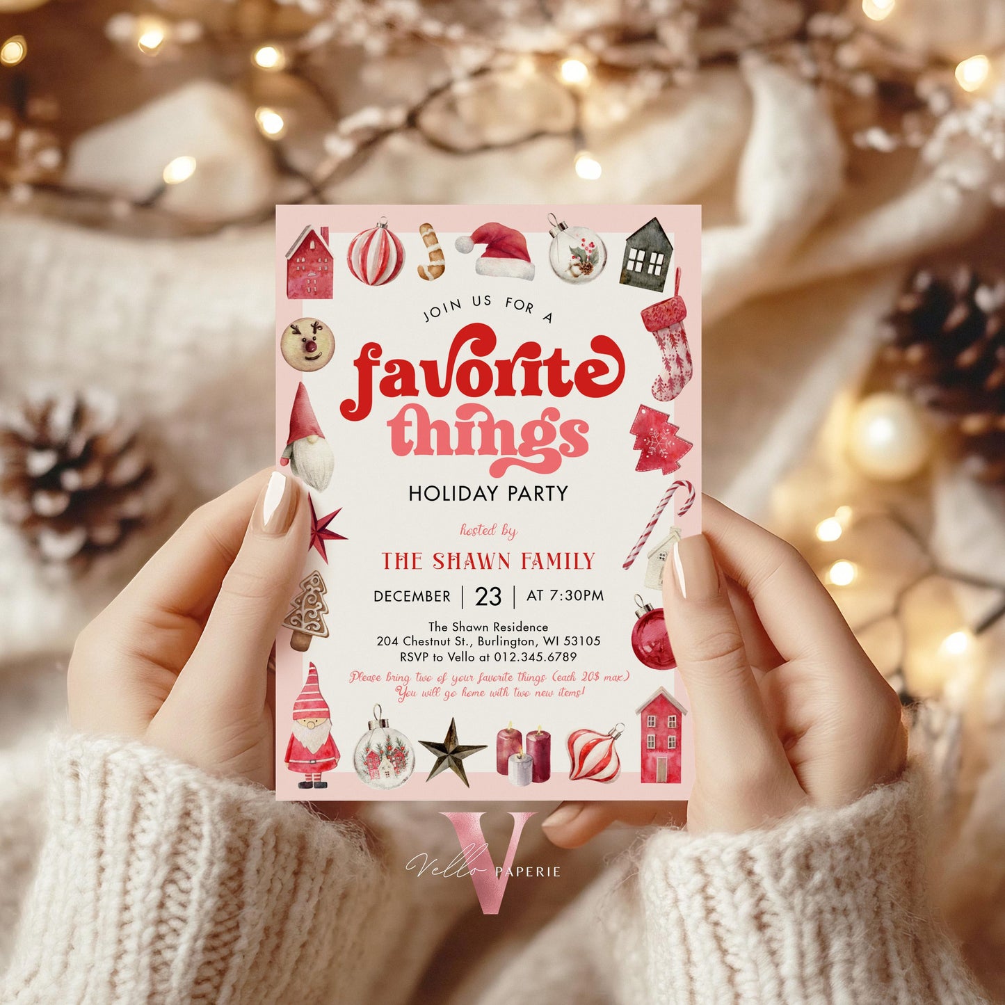 Editable Christmas Favorite Exchange Party Invitation | Merry Little Holiday Party Invite | Holiday Gift Exchange Christmas Friendsmas CHP01