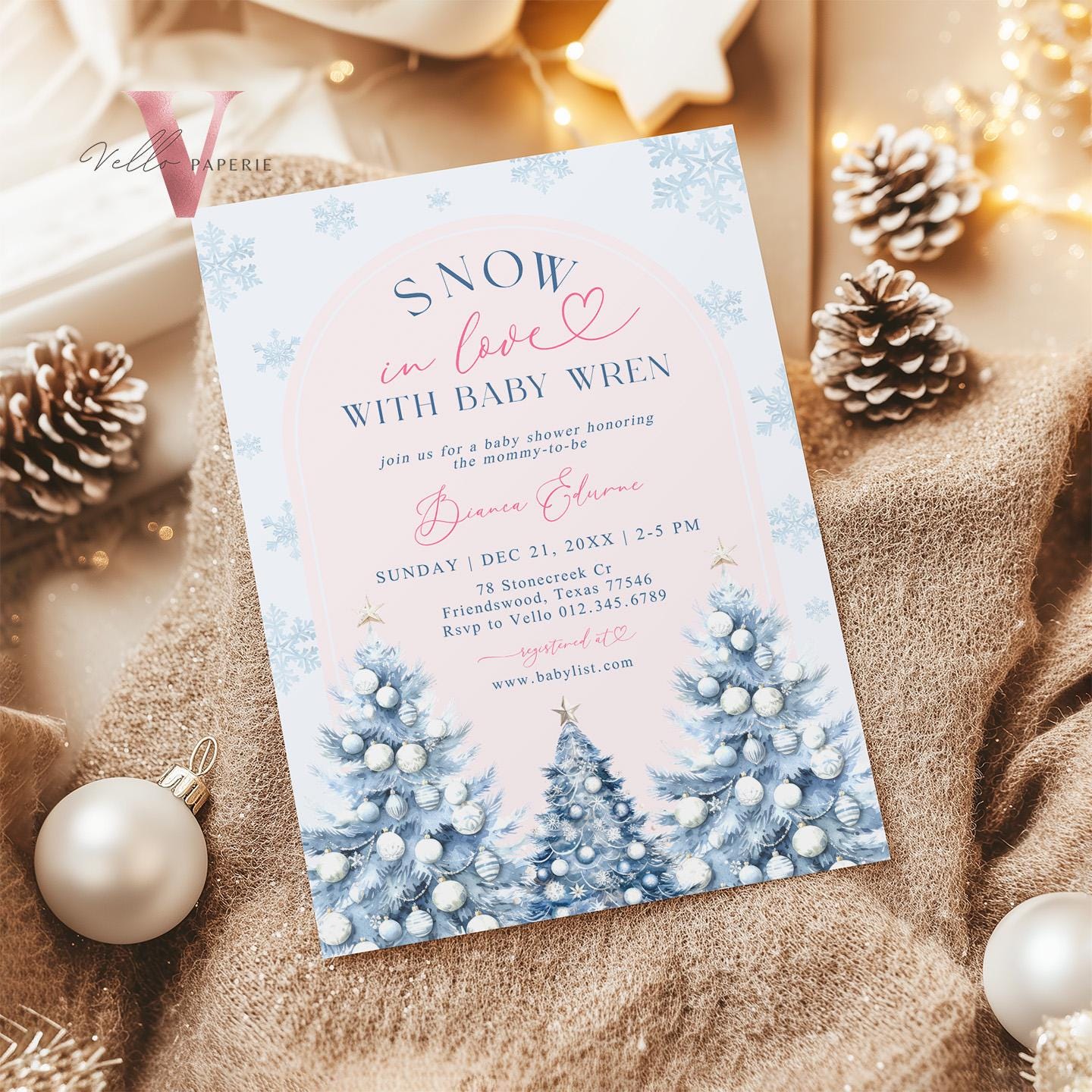 BUNDLE Blue SNOW in LOVE Baby Shower Invitation | It's Cold Outside Shower Invitation | Winter Snowflakes Blue Christmas Baby Shower WBS01