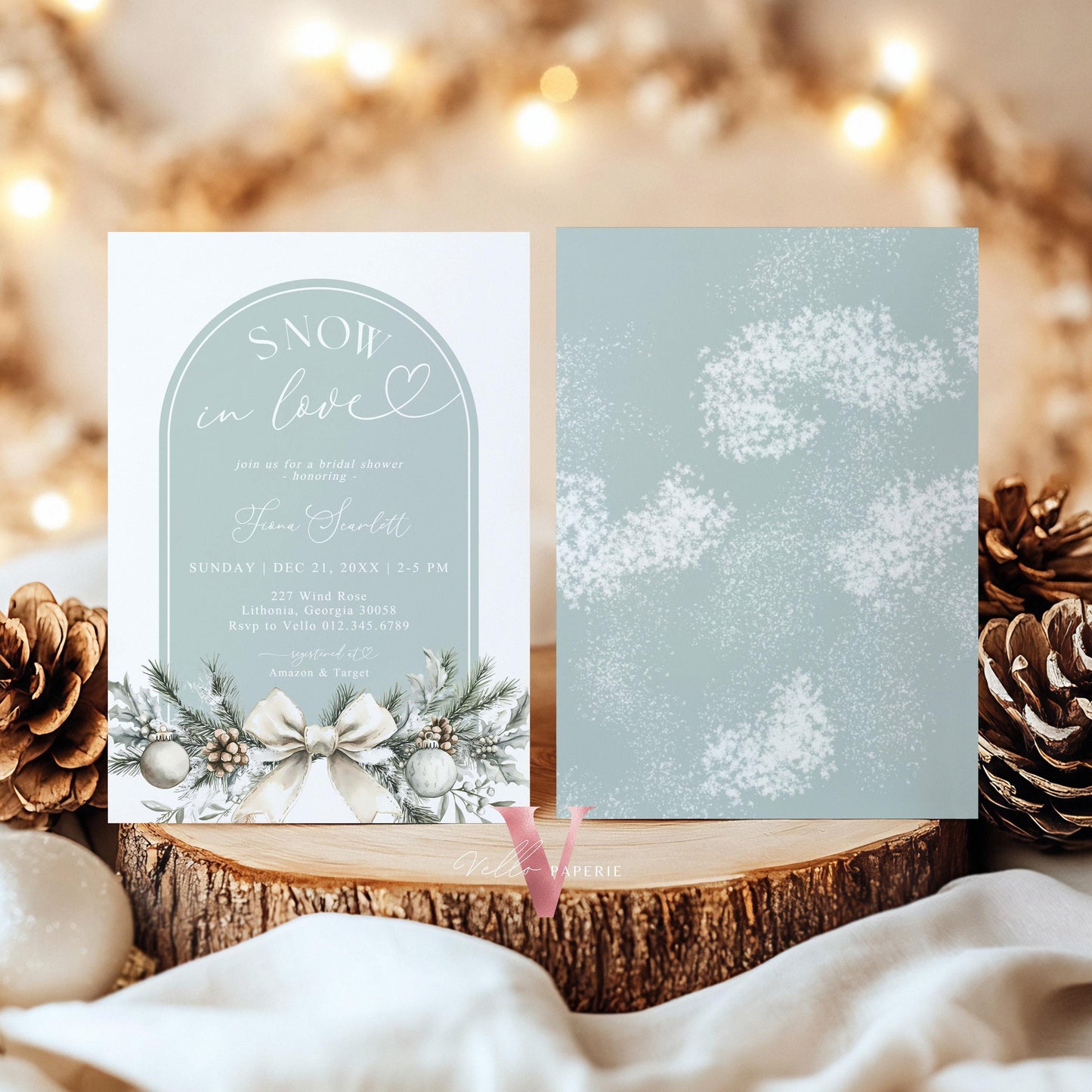 2 DESIGNS Neutral SNOW in LOVE Bridal Shower Invitation | Winter Snowflakes Christmas Floral Bride to Be, Couple Shower Wedding Shower WBD01