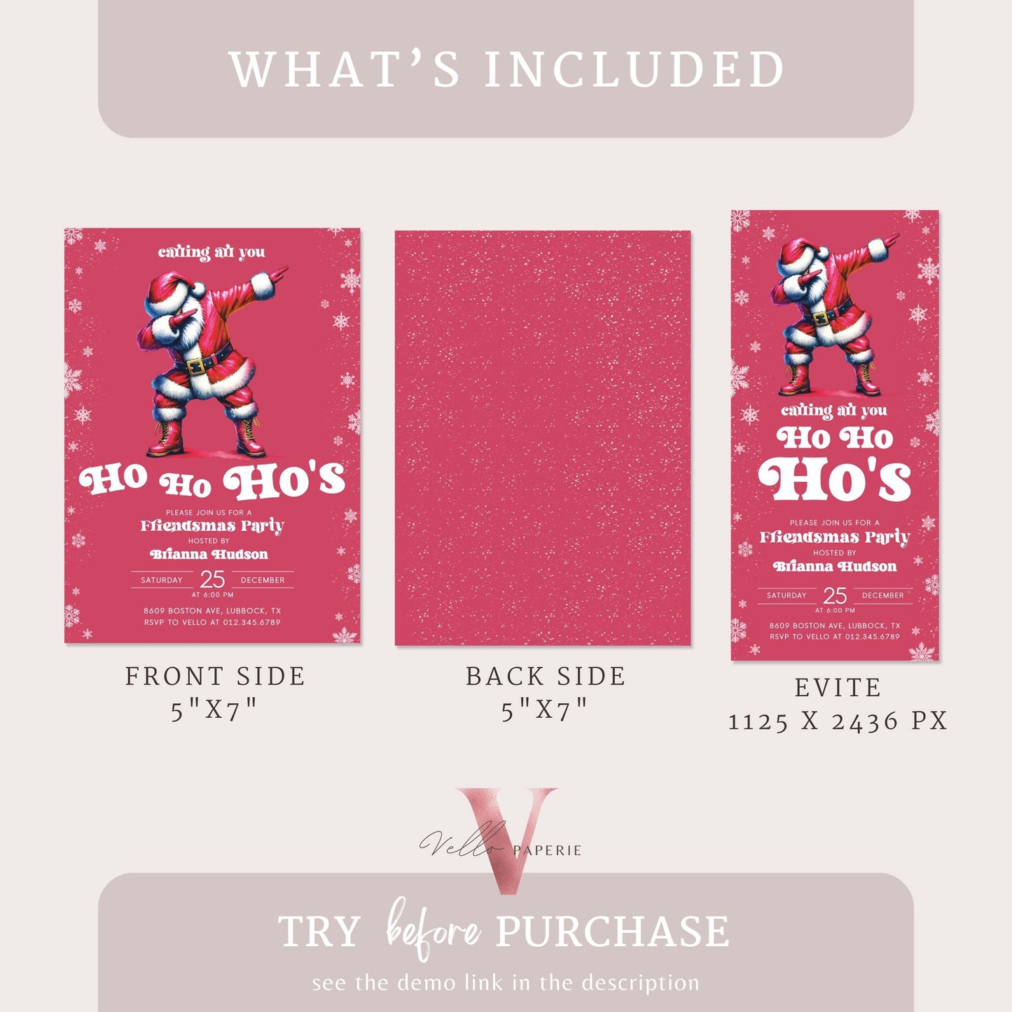 Free EVITE Funny Santa Christmas Party Invitation | Calling All You Ho Ho Ho Red Santa Invite | Fun Winter Holiday Friendsmas Party CHP01