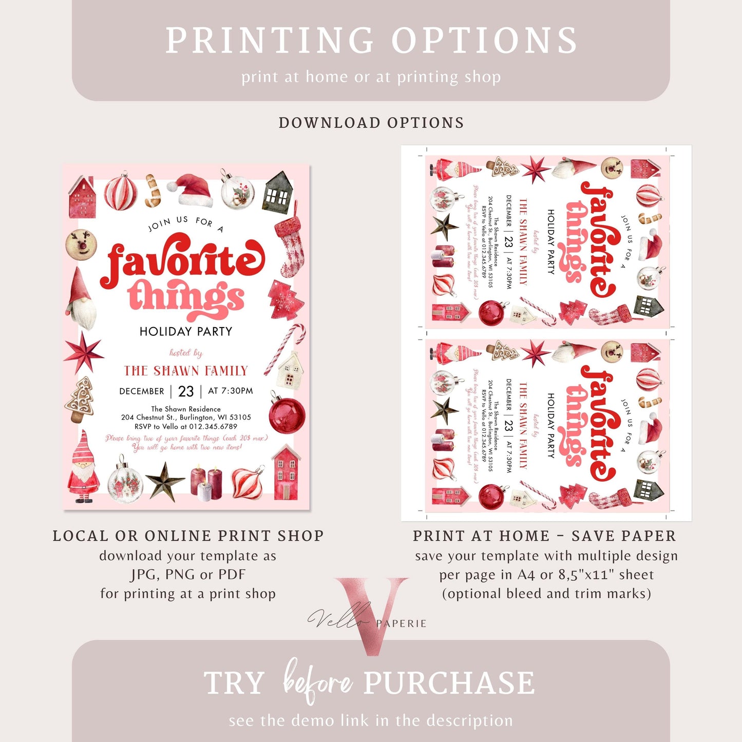 Editable Christmas Favorite Exchange Party Invitation | Merry Little Holiday Party Invite | Holiday Gift Exchange Christmas Friendsmas CHP01