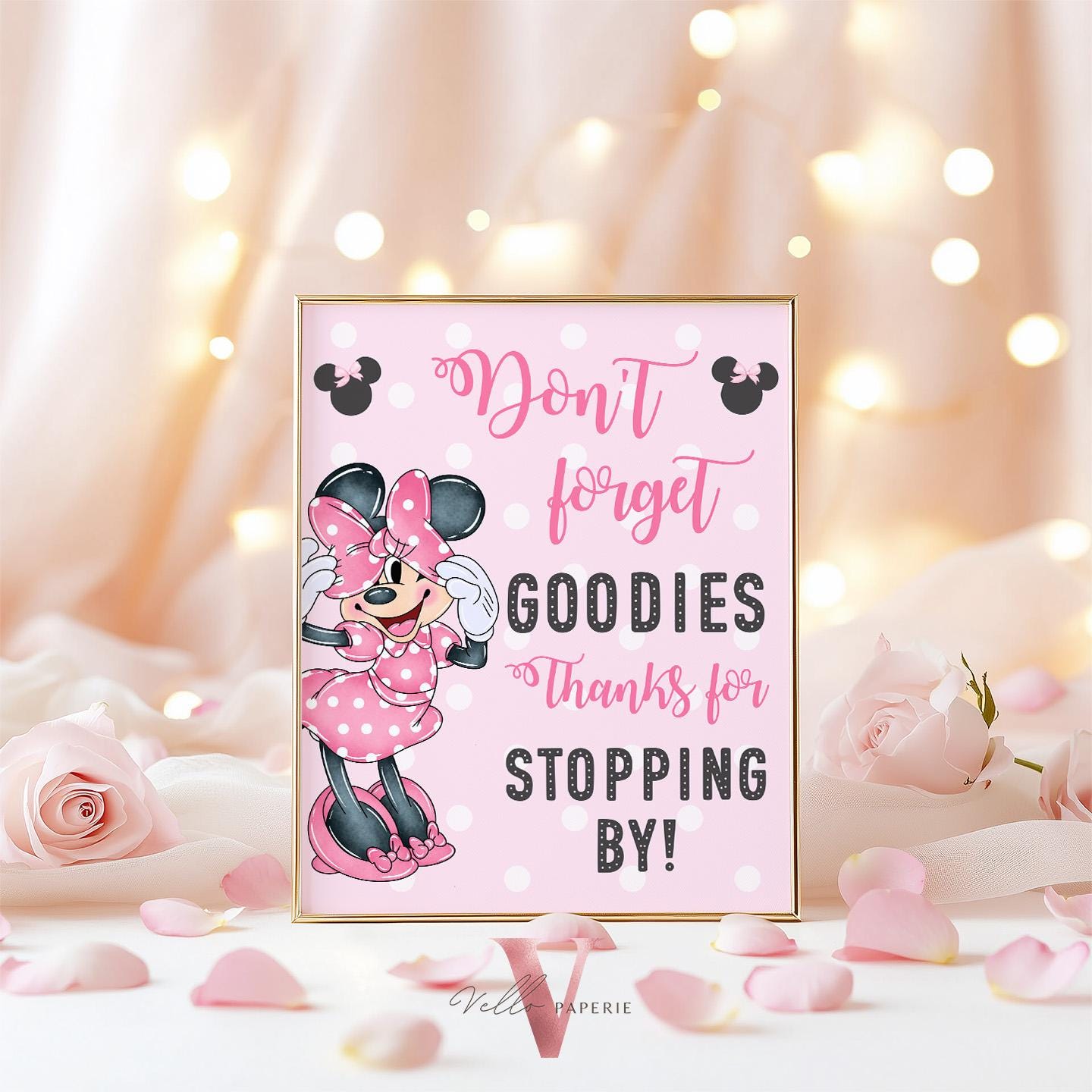 Editable Any Age Minnie Mouse Birthday Table Sign SET | Light Pink Polkadot Minnie Party Decor Sign | Kid Minnie Pink Birthday Sign  MMB01