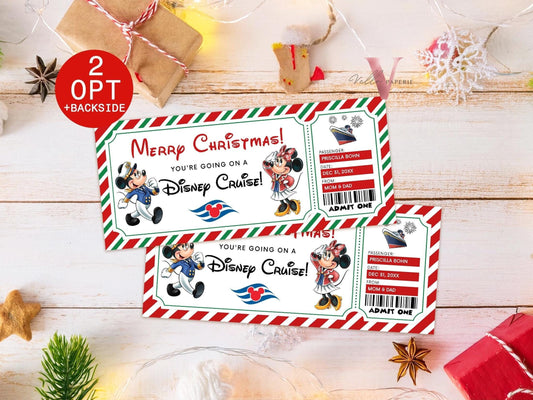 Editable Printable Christmas Disney Cruise Ticket | Disney Cruise Surprise Reveal Ticket | Disney Trip Ticket, Christmas Gift DST12