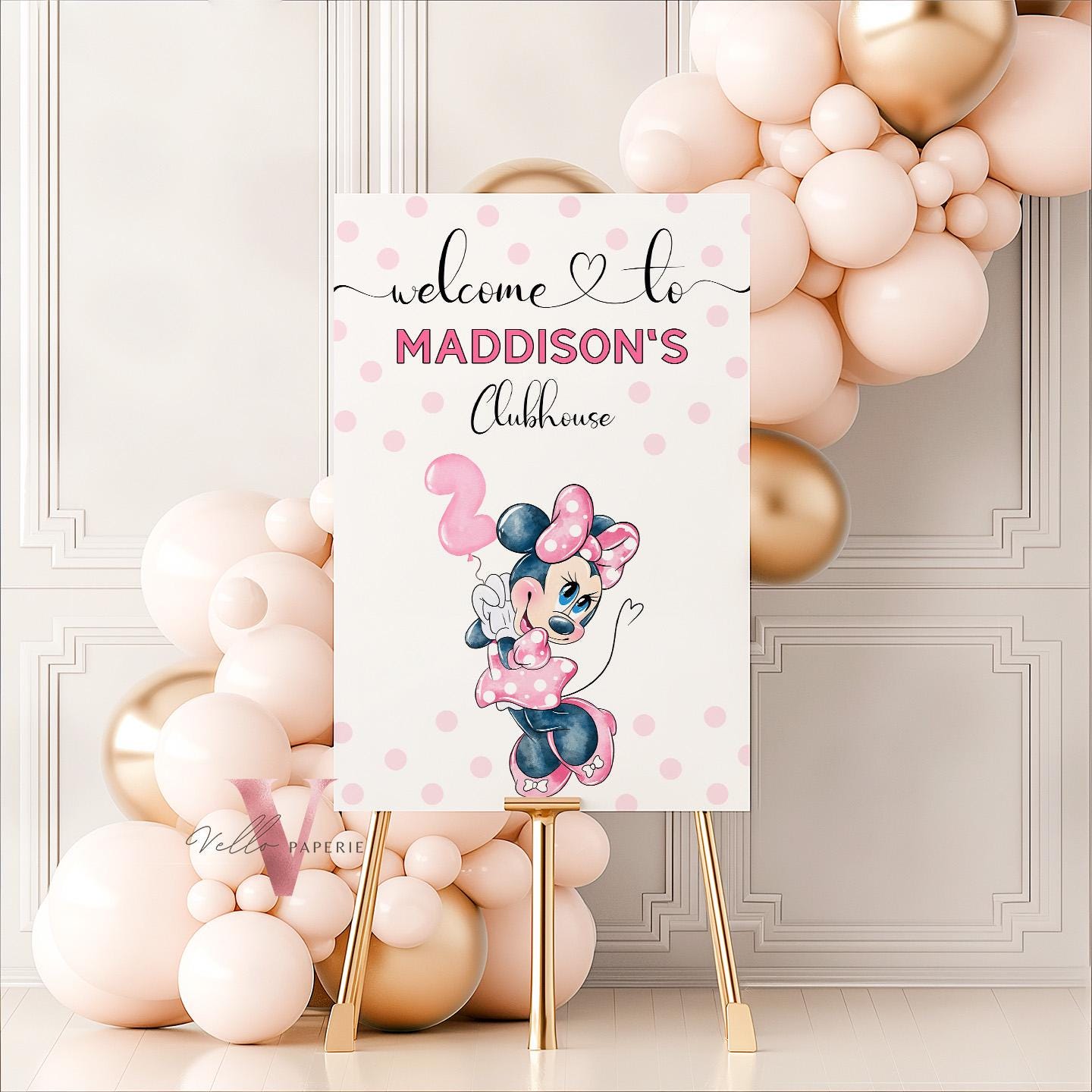 Editable 2nd Minnie Mouse Birthday Welcome Sign | Oh Twodles Light Pink Minnie Party Decor Sign | Kid Minnie Pink Birthday Sign  MMB04