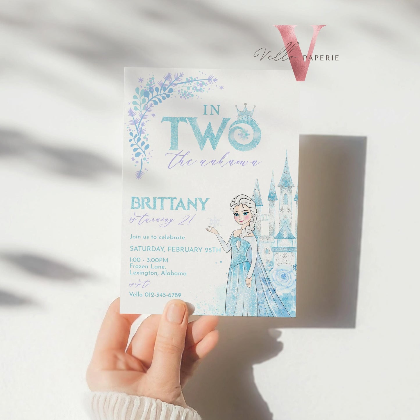 In Two the Unknown Elsa Birthday Invite | Winter Snow Frozen Invitation | Editable Printable FROZEN 2nd Birthday Party Instant Templat FBP02