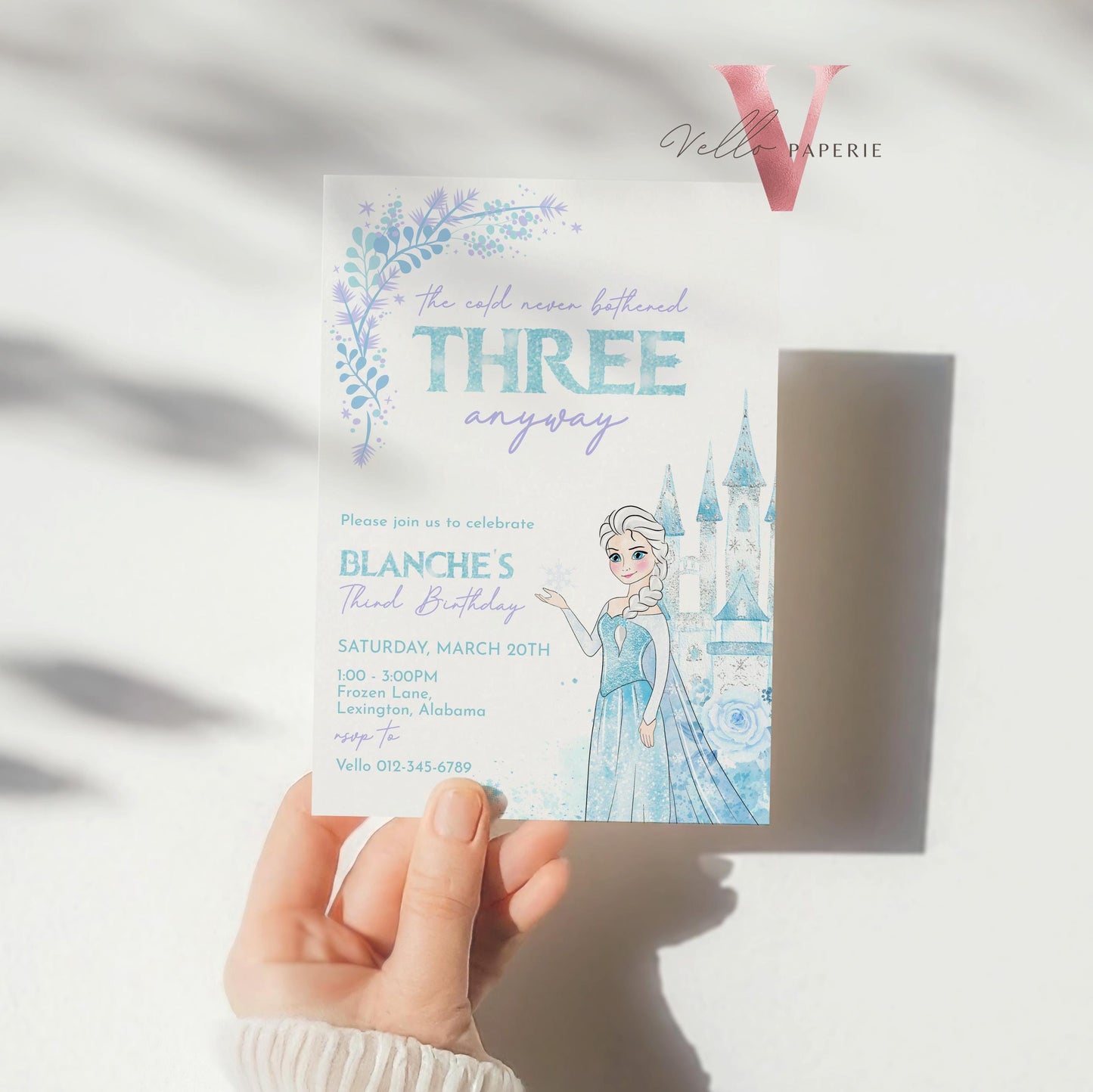 The Cold Never Bothered THREE Anyway Elsa Birthday Invite | Winter Snow Frozen Invitation | Editable Printable FROZEN 3rd Birthday FBP02