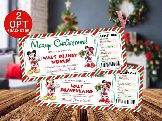 Editable Printable Christmas Disneyworld / Disneyland Ticket | Theme Park Surprise Reveal Ticket | Disney Trip Ticket, Christmas Gift DST12