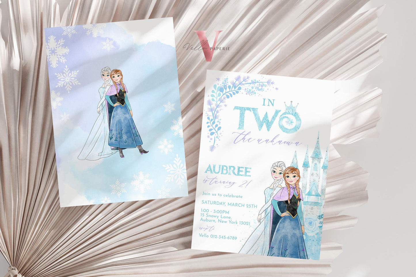 In Two the Unknown Elsa Anna Birthday Invite | Winter Snow Frozen Invitation | Editable Printable FROZEN 2nd Birthday Party Instant Template