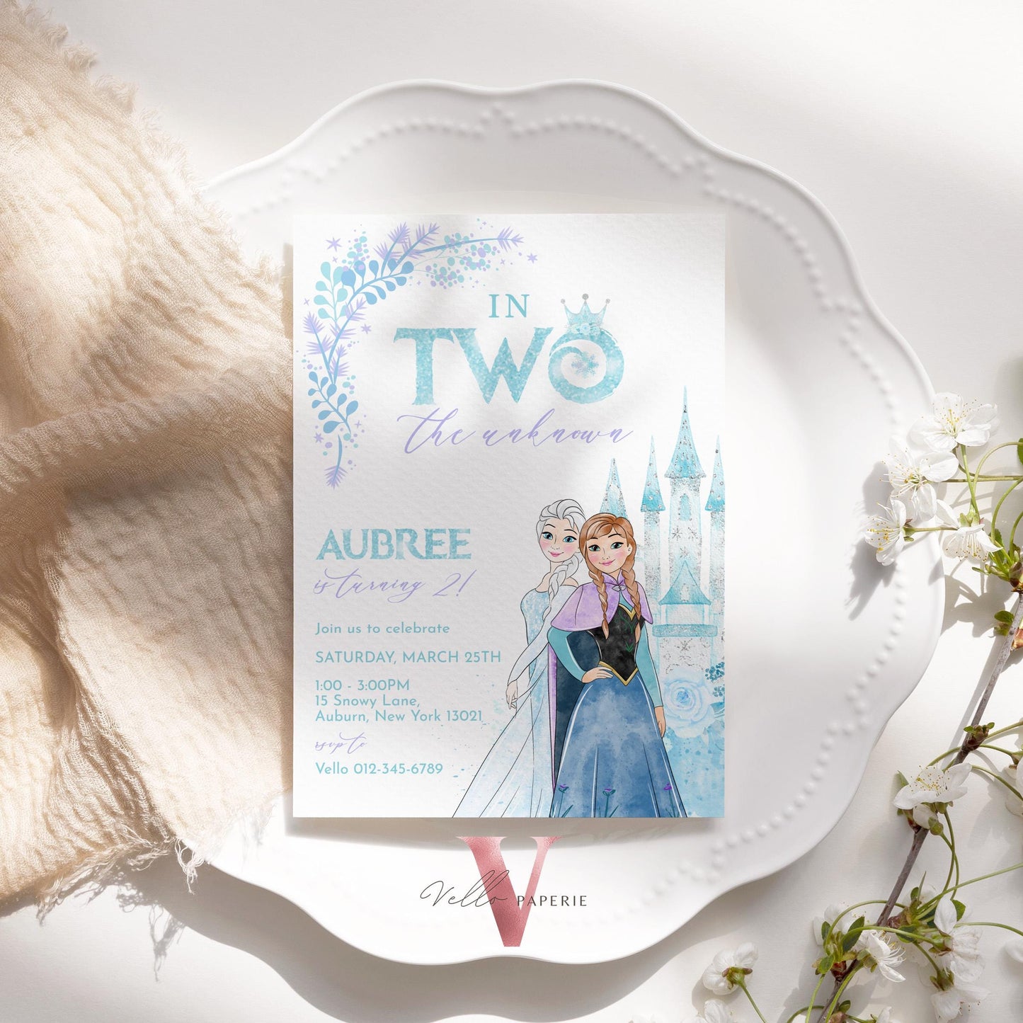 In Two the Unknown Elsa Anna Birthday Invite | Winter Snow Frozen Invitation | Editable Printable FROZEN 2nd Birthday Party Instant Template