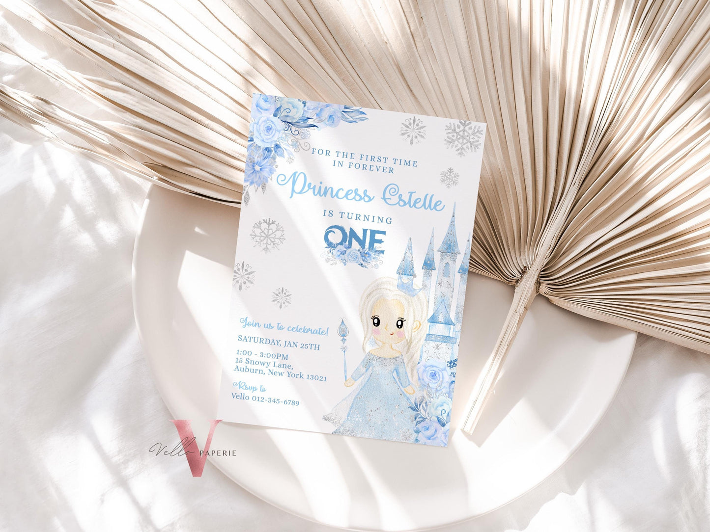 ANY AGE Birthday Frozen Birthday Party Invitation | For the First Time Watercolor Elsa Princess Birthday Invite | Winter Snow Princess