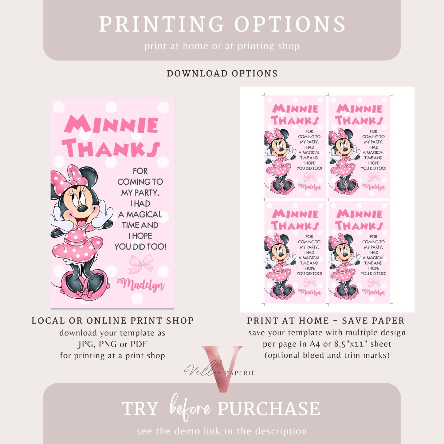 Editable Any Age Minnie Mouse Birthday Table Sign SET | Light Pink Polkadot Minnie Party Decor Sign | Kid Minnie Pink Birthday Sign  MMB01