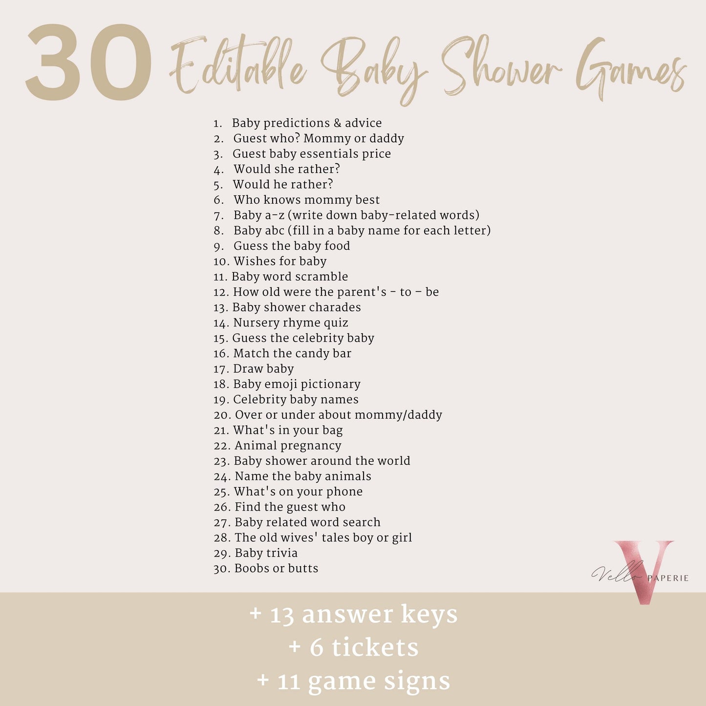 Editable 60Pages Winnie the Pooh Baby Shower Games & Activities Bundle, Ticket Sign | Printable Beige Floral Pooh Baby Shower Set WTP04