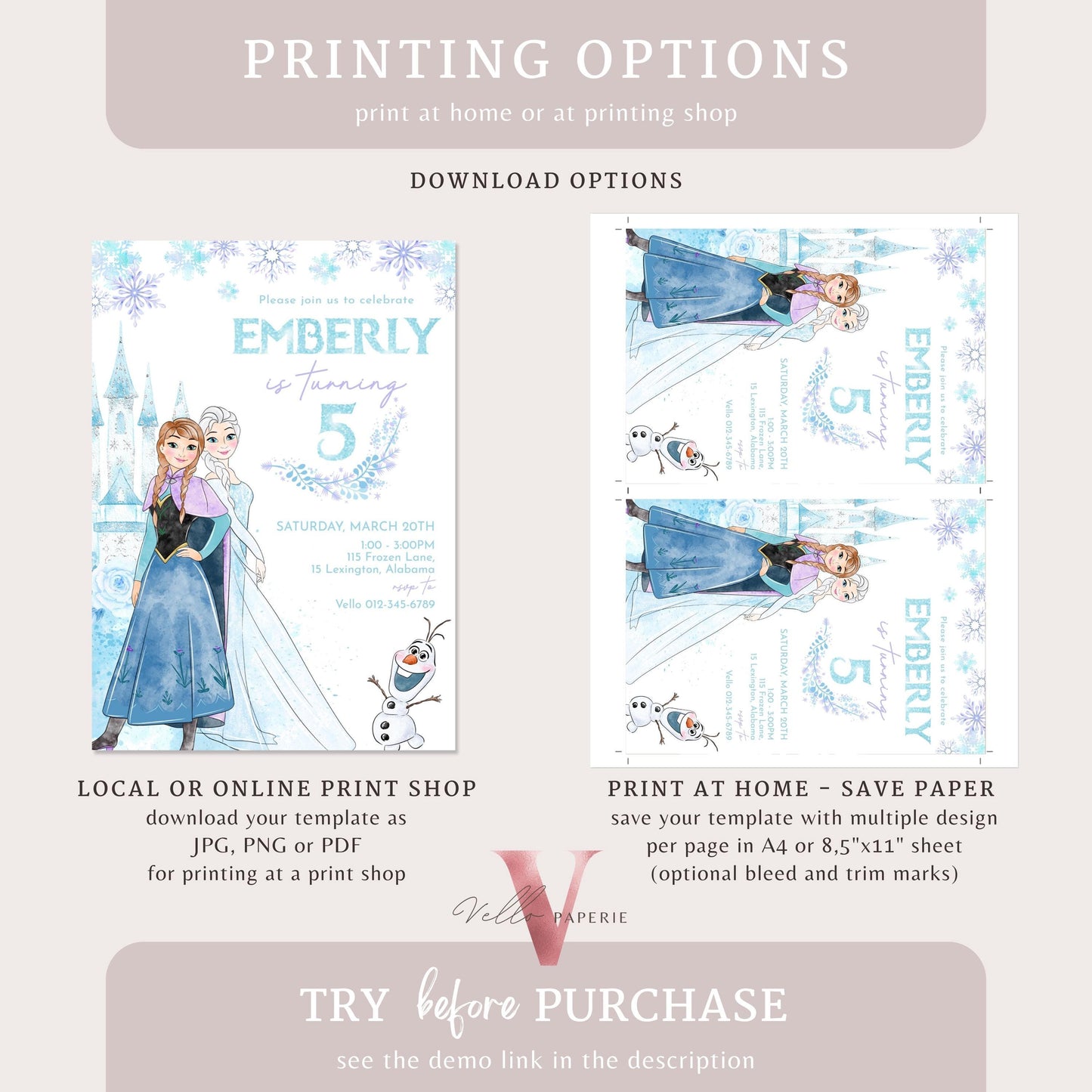 Winter Snow Frozen Invitation | ANY AGE Elsa Anna Birthday Invite | Editable Printable FROZEN Winter Princess Instant Template