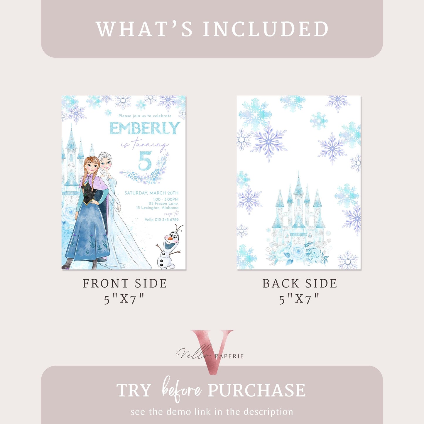 Winter Snow Frozen Invitation | ANY AGE Elsa Anna Birthday Invite | Editable Printable FROZEN Winter Princess Instant Template