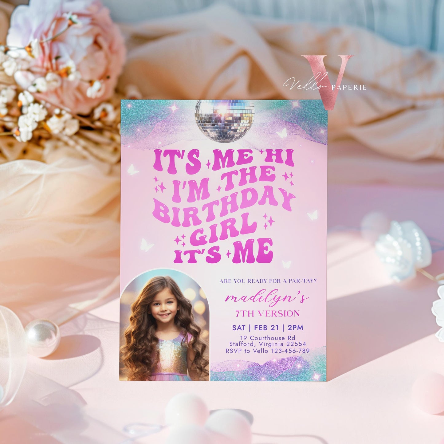 Editable Photo Music Tour Birthday Party Invitation | In My Birthday Era Invitation | Teen Eras Party | Pink Purple Blue Era Party TSP02