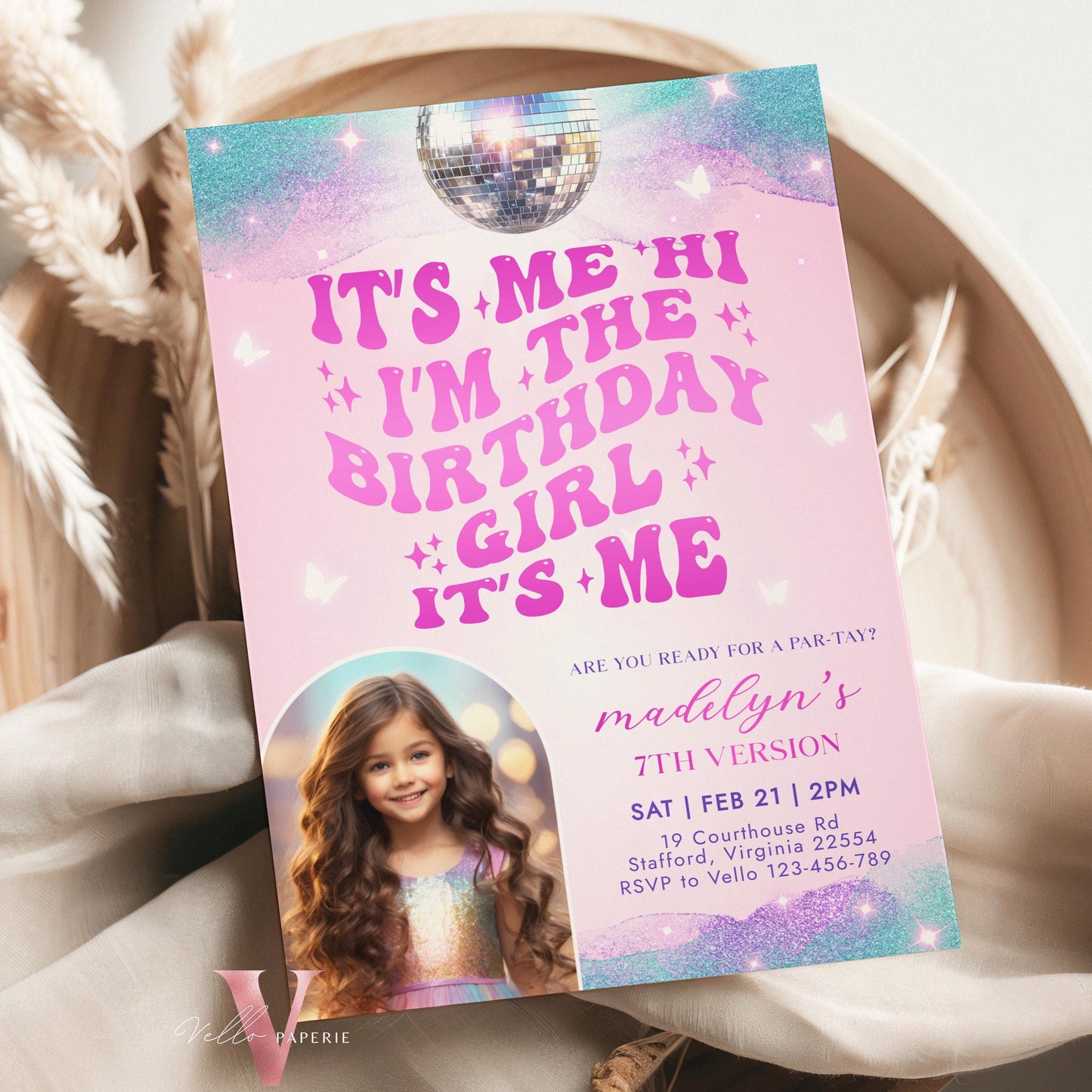 Editable Photo Music Tour Birthday Party Invitation | In My Birthday Era Invitation | Teen Eras Party | Pink Purple Blue Era Party TSP02