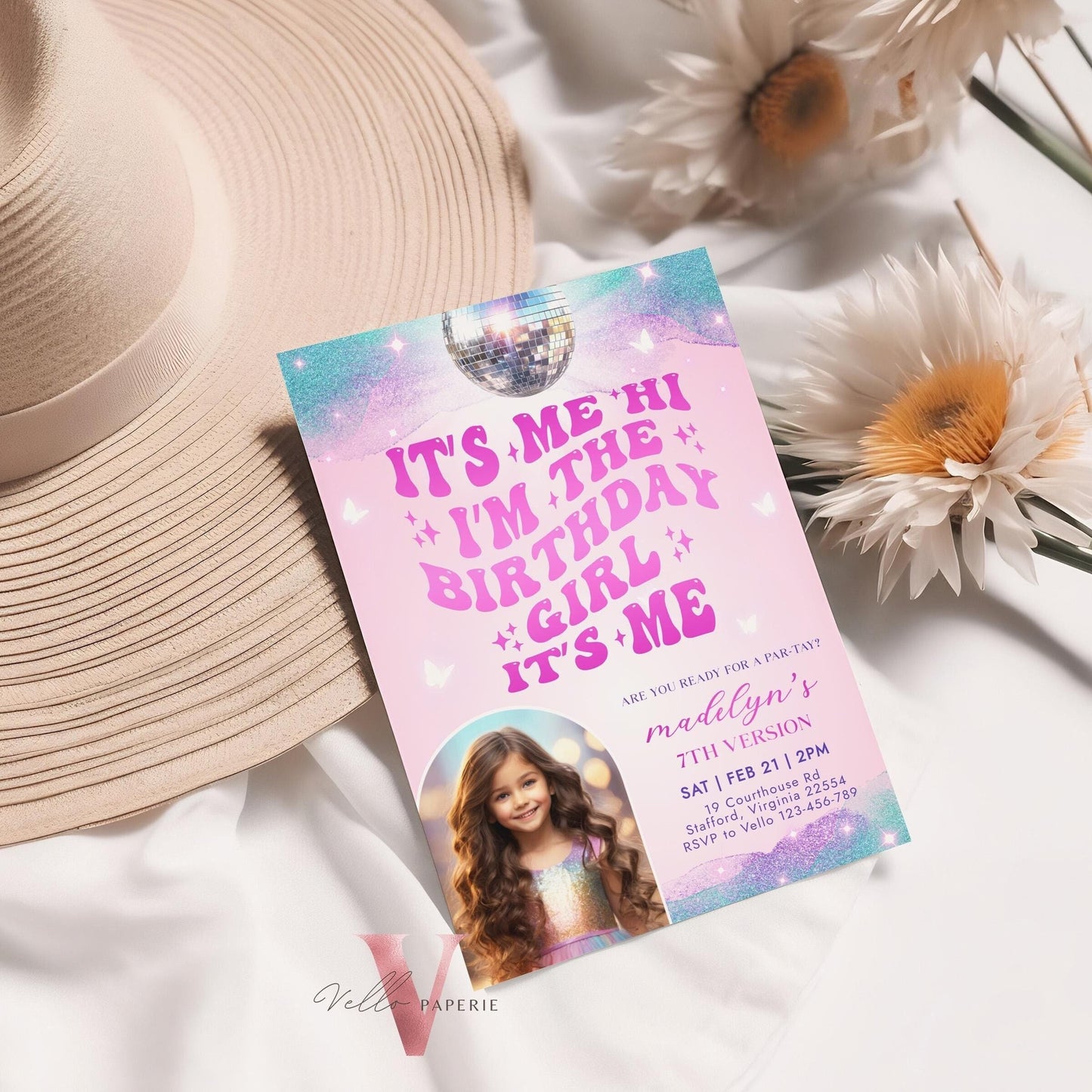 Editable Photo Music Tour Birthday Party Invitation | In My Birthday Era Invitation | Teen Eras Party | Pink Purple Blue Era Party TSP02