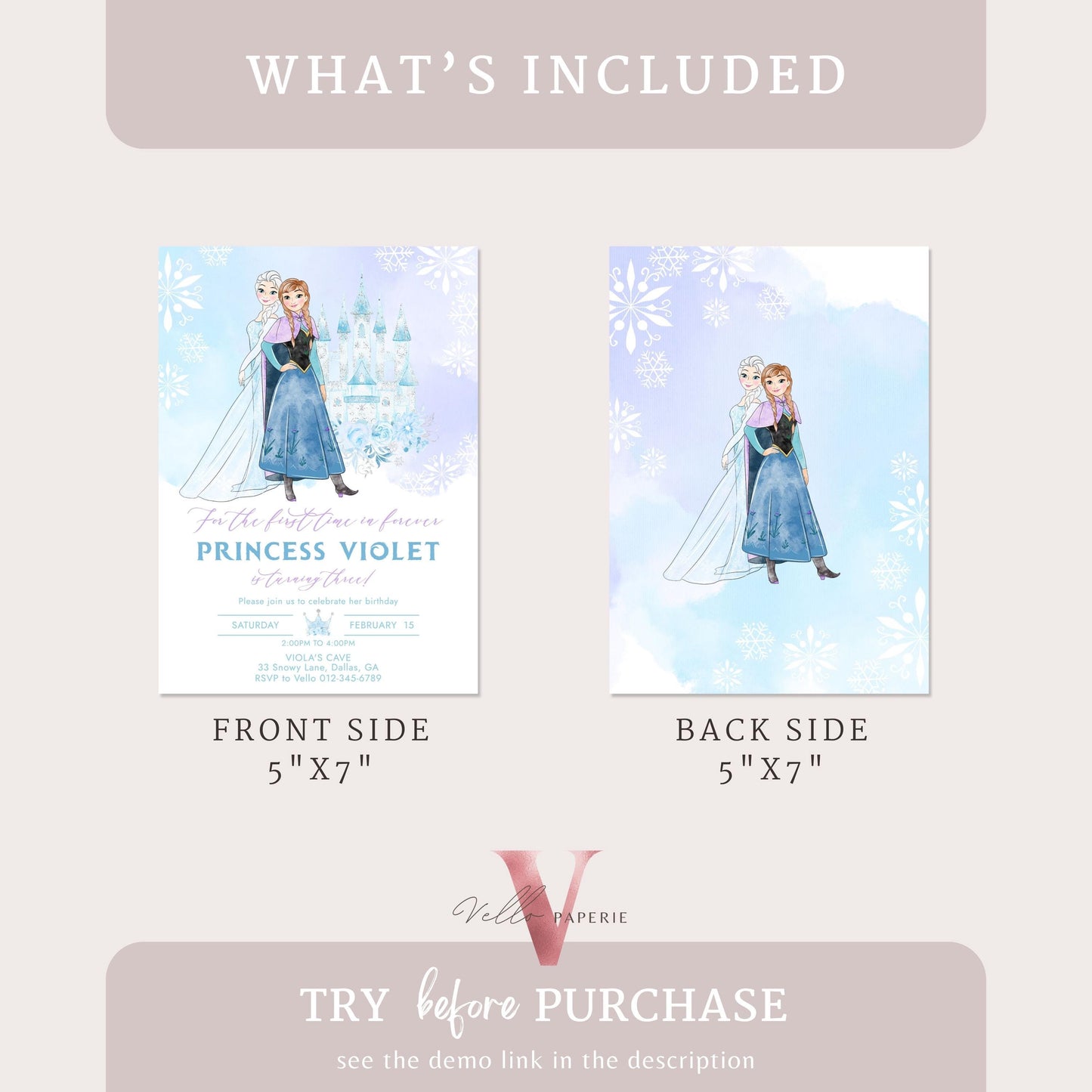 Winter Snow Frozen Invitation | ANY AGE Elsa Anna Birthday Invite | Editable Printable FROZEN Winter Princess Instant Template