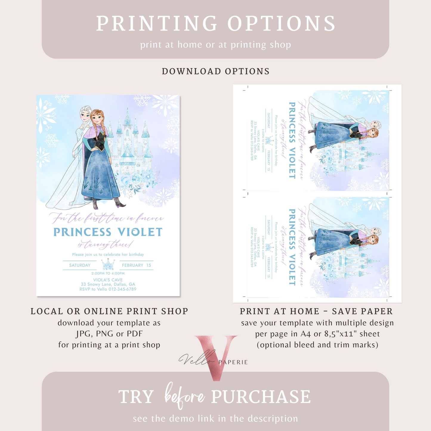 Winter Snow Frozen Invitation | ANY AGE Elsa Anna Birthday Invite | Editable Printable FROZEN Winter Princess Instant Template