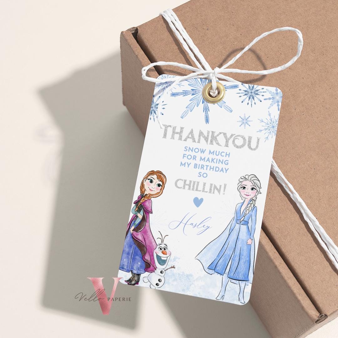 Any Age Frozen Birthday Party Favors | Glitter Silver Snow Princess Anna Elsa Party Decor, Chips Bag, Water Bottle Label, Caprisun FBP01