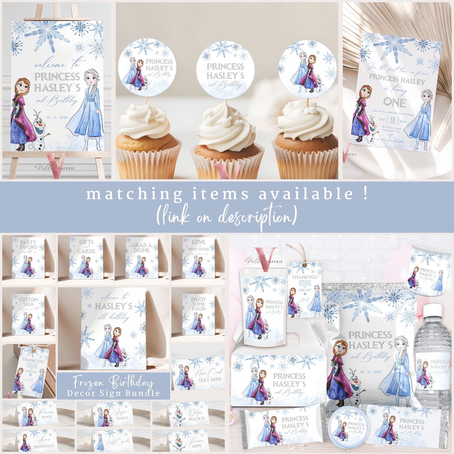 Editable Any Age Frozen Birthday Cupcake Topper | Silver Glitter Snow Princess Party Favors Topper | Anna Elsa Party Cake Decor FBP01