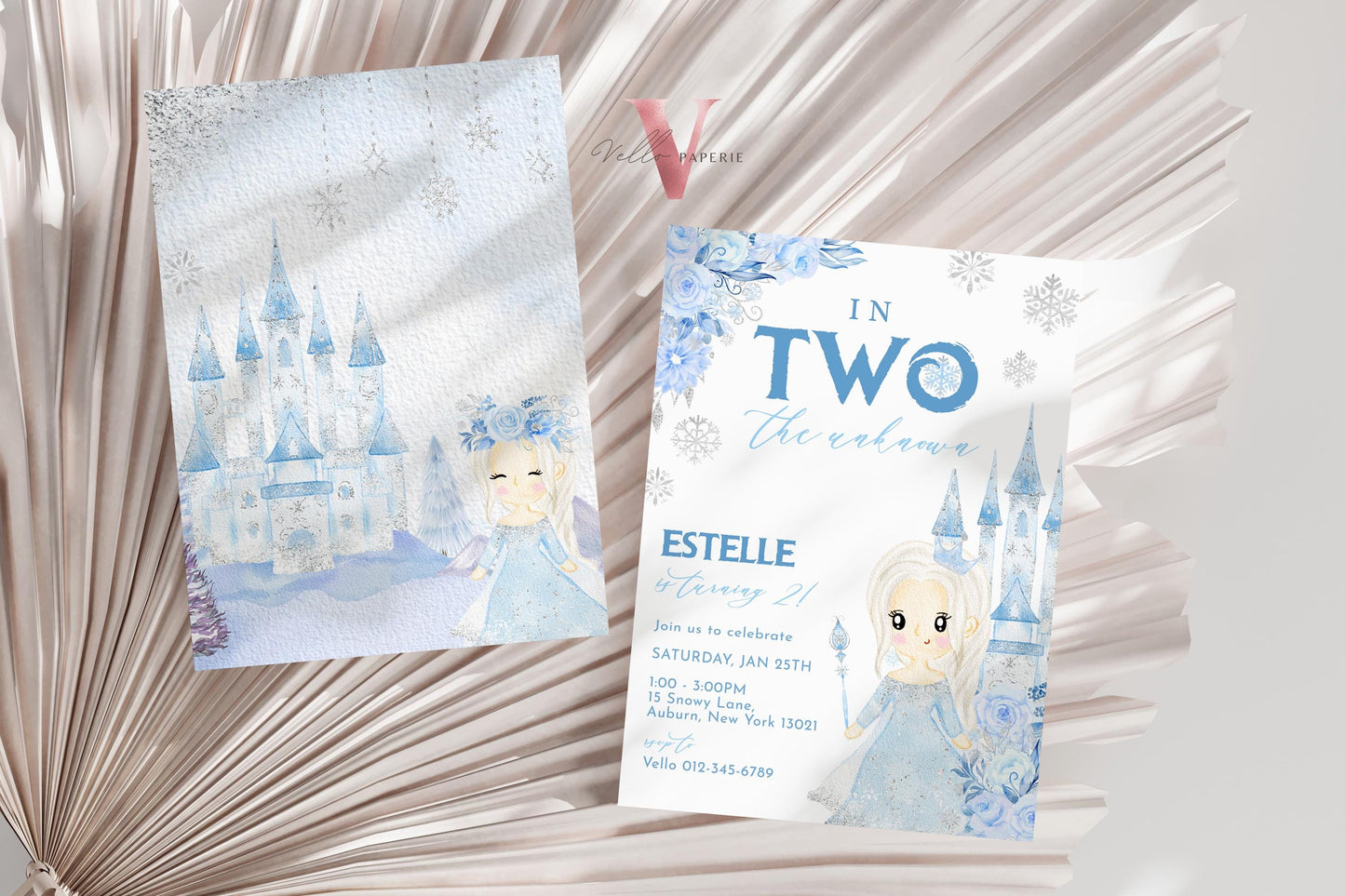 In Two the Unknown Elsa Birthday Invite | Winter Snow Frozen Invitation | Editable Printable FROZEN 2nd Birthday Party Instant Template