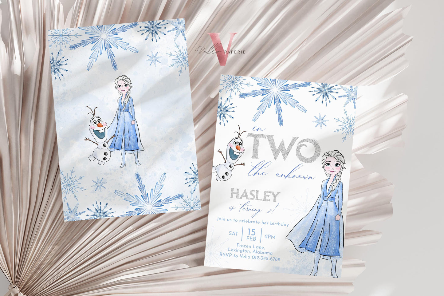 In Two the Unknown Elsa Olaf Birthday Invite | Winter Snow Frozen Invitation | Editable Printable FROZEN 2nd Birthday Party Instant FBP01