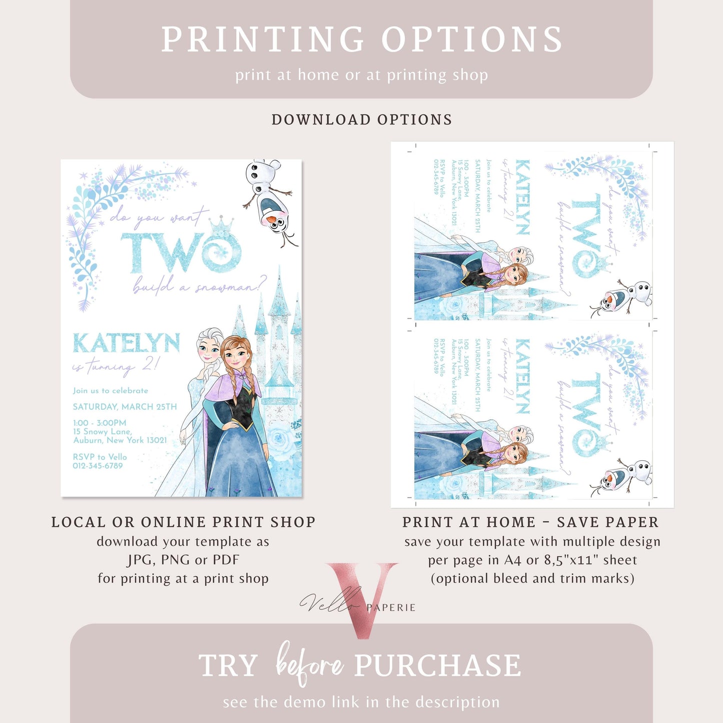 In Two the Unknown Elsa Anna Birthday Invite | Winter Snow Frozen Invitation | Editable Printable FROZEN 2nd Birthday Party Instant Template