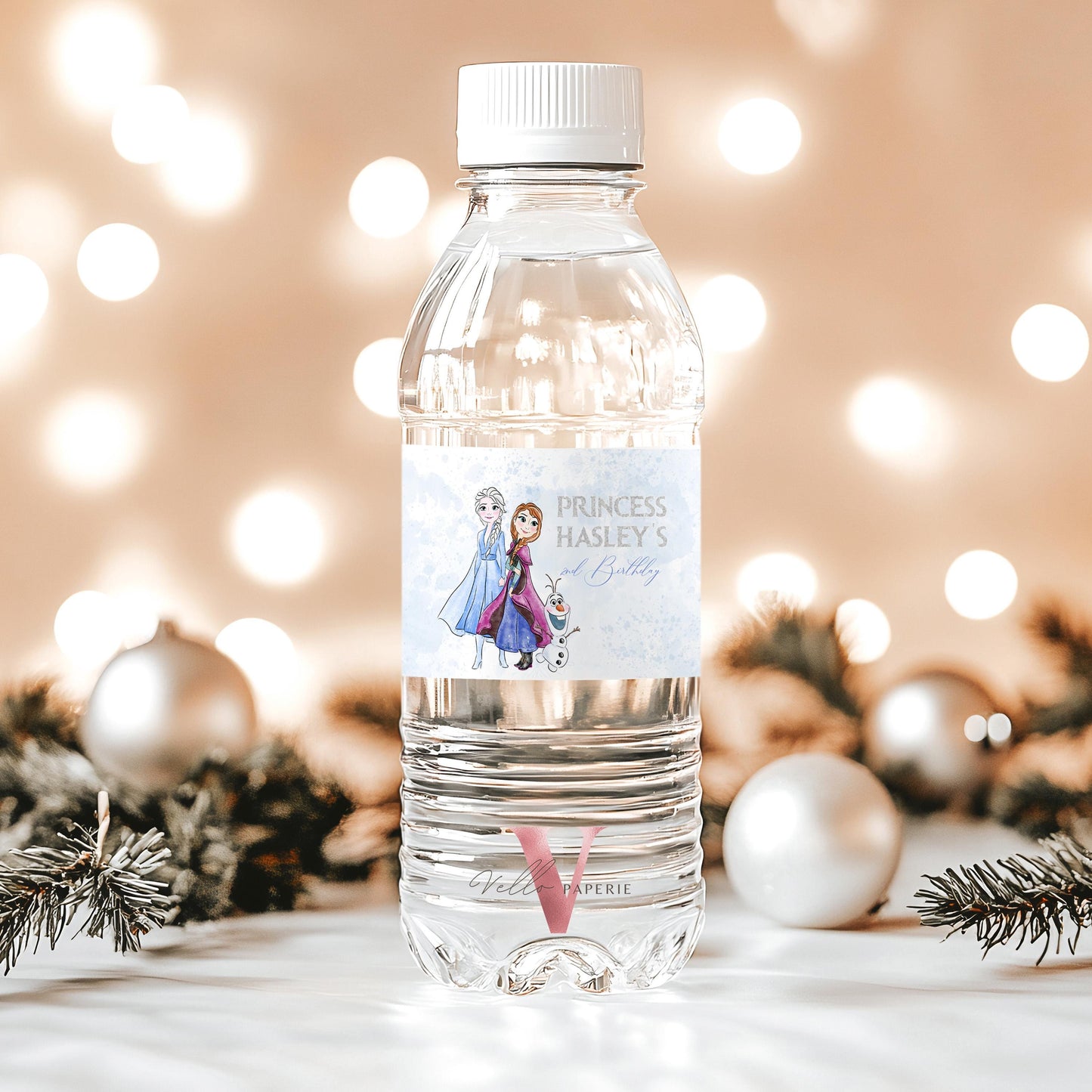 Any Age Frozen Birthday Party Favors | Glitter Silver Snow Princess Anna Elsa Party Decor, Chips Bag, Water Bottle Label, Caprisun FBP01