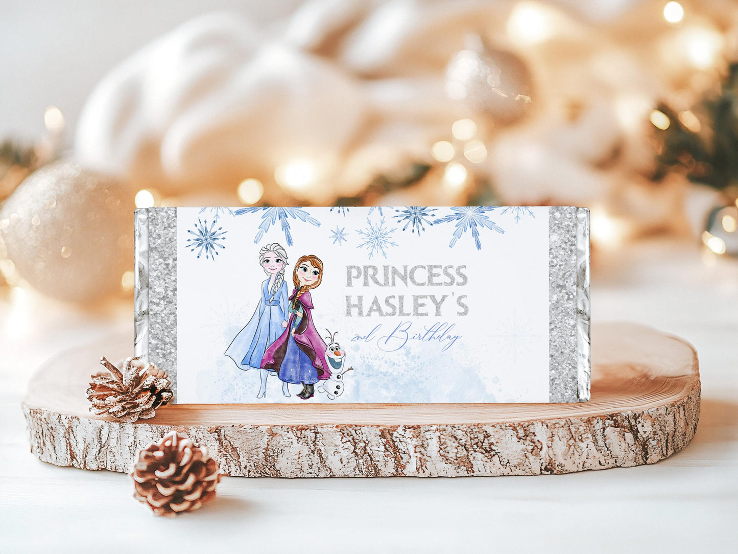 Editable Printable Any Age Frozen Birthday Party Favor | Glitter Silver Snow Princess Anna Elsa Chip Bag, Water Bottle Label, Caprisun FBP01