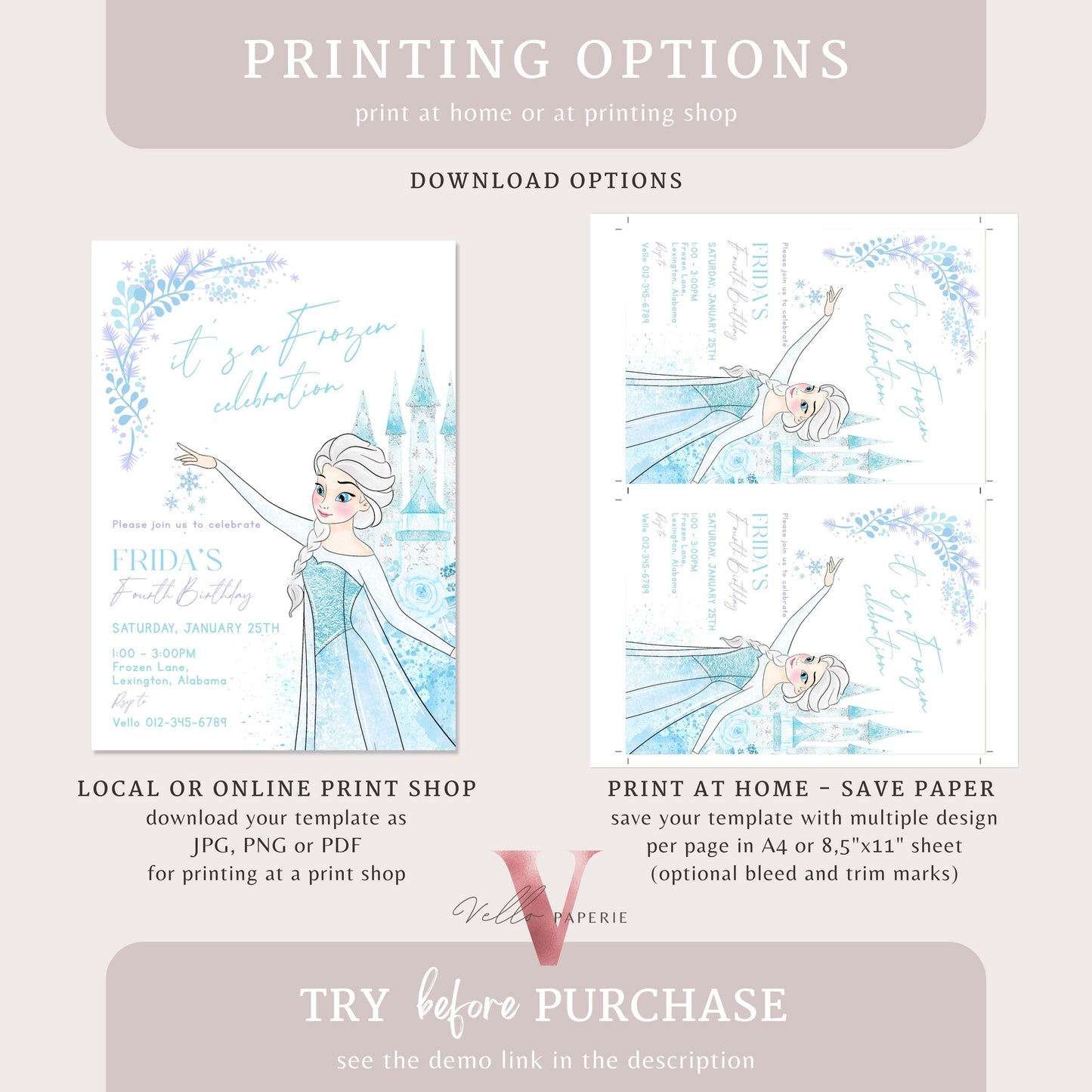 ANY AGE Princess Elsa Birthday Invite  | Winter Snow Frozen Invitation | Editable Printable FROZEN For the First Time in Forever Instant