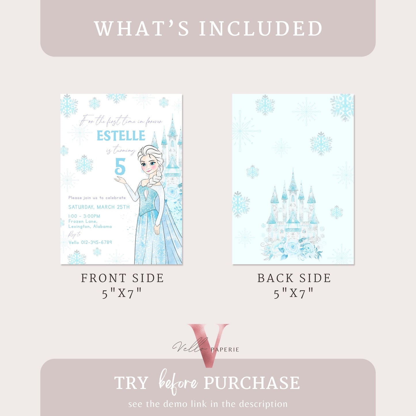 For the First Time in Forever ANY AGE Princess Elsa Birthday Invite  | Winter Snow Frozen Invitation | Editable Printable FROZEN Party