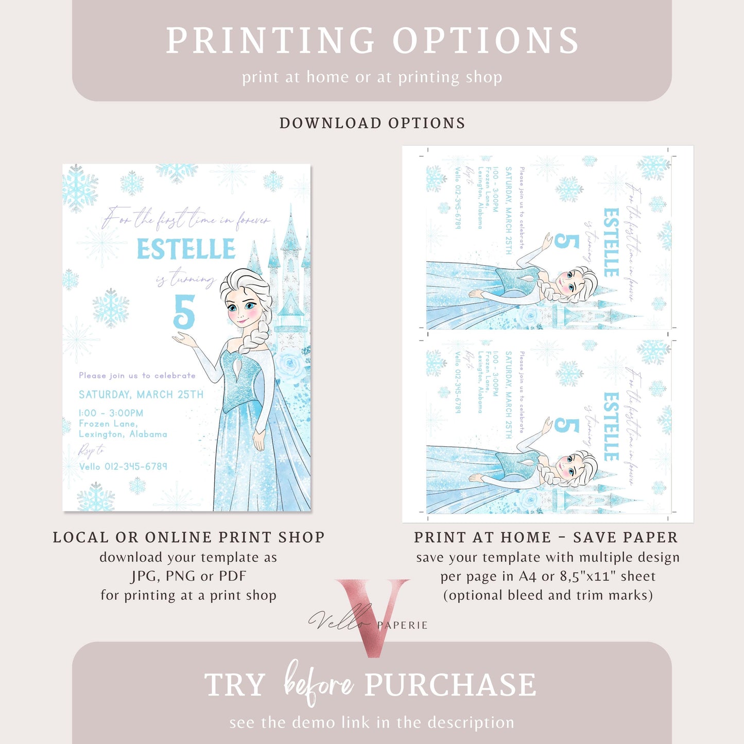 For the First Time in Forever ANY AGE Princess Elsa Birthday Invite  | Winter Snow Frozen Invitation | Editable Printable FROZEN Party