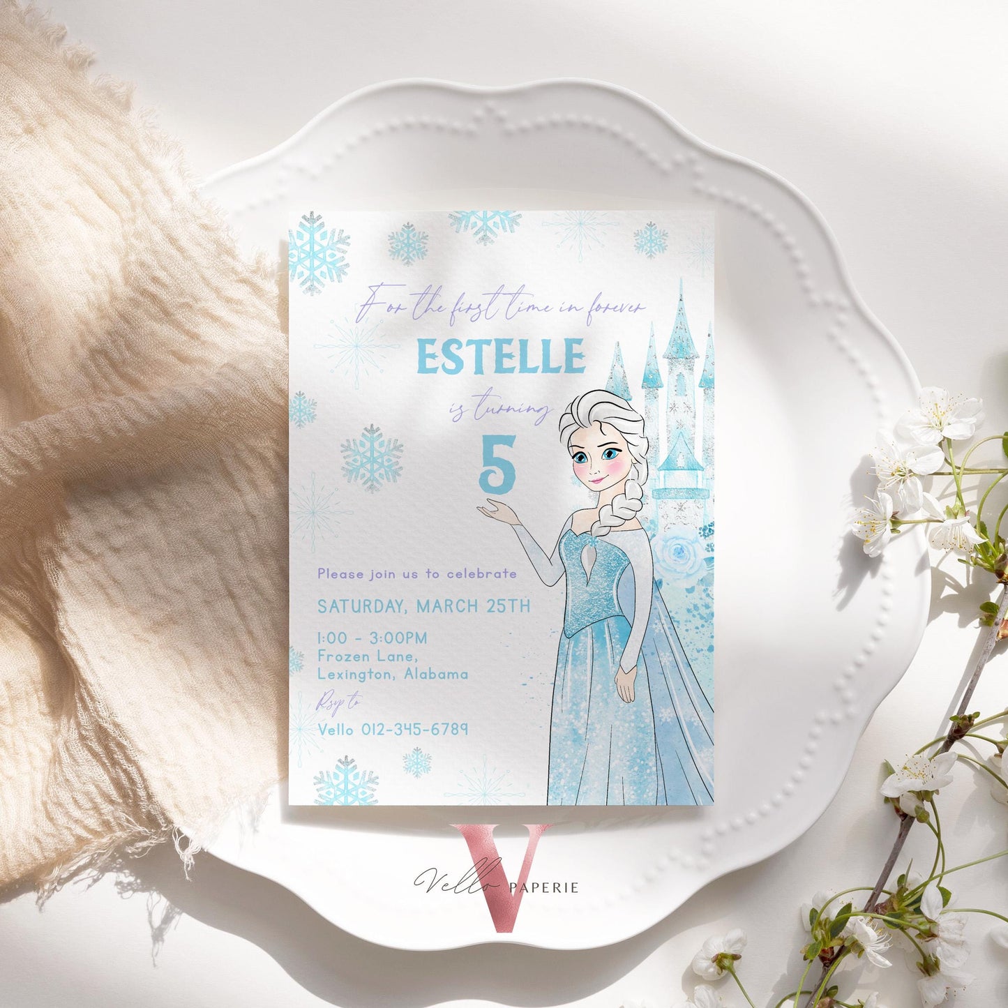 For the First Time in Forever ANY AGE Princess Elsa Birthday Invite  | Winter Snow Frozen Invitation | Editable Printable FROZEN Party