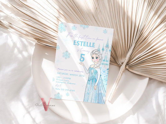 For the First Time in Forever ANY AGE Princess Elsa Birthday Invite  | Winter Snow Frozen Invitation | Editable Printable FROZEN Party