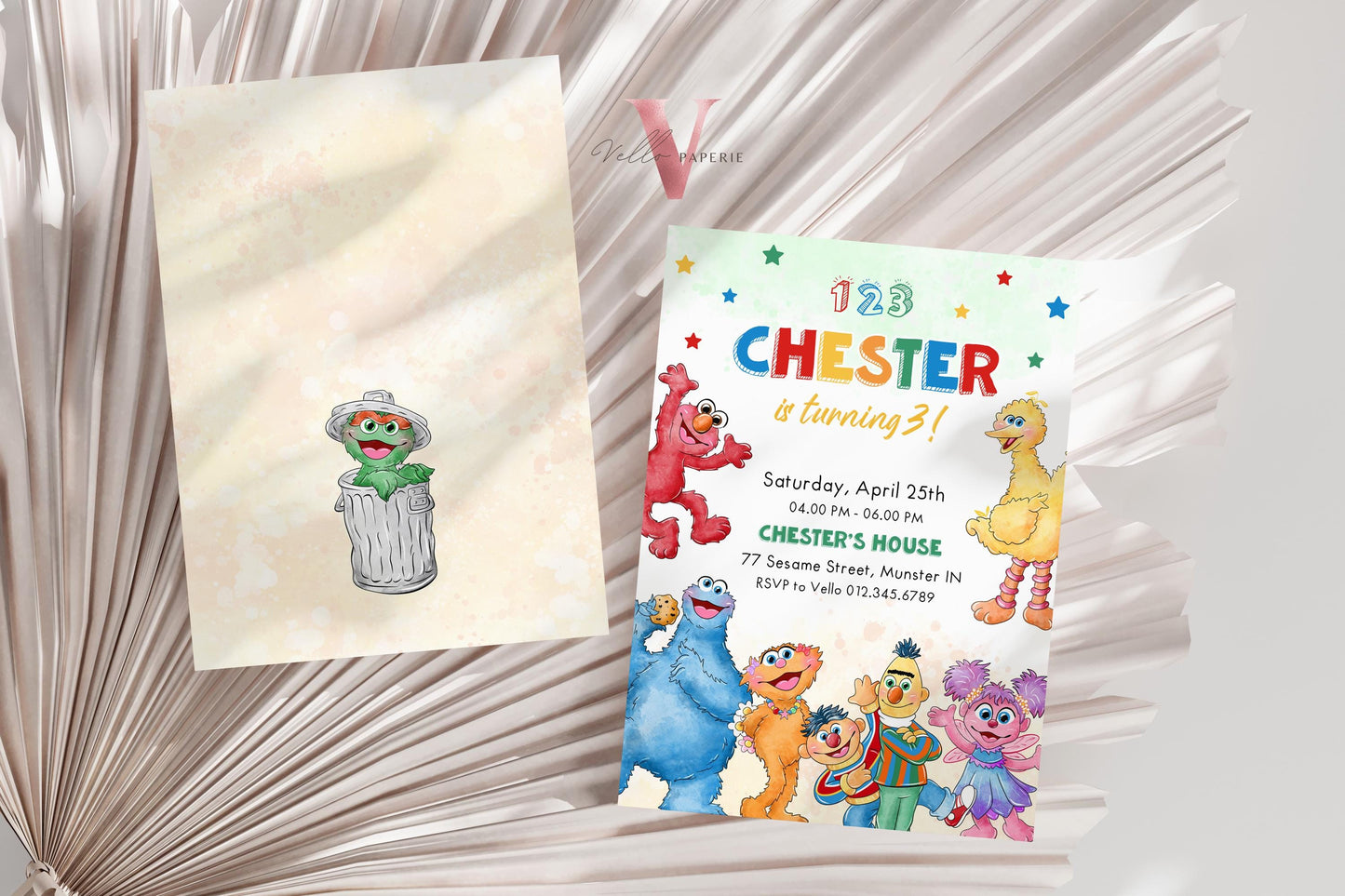 Editable Printable Sesame Street Birthday Invitation | Watercolor Boy Girl Fun Colorful Birthday Party Invite | Any Age Elmo Invite