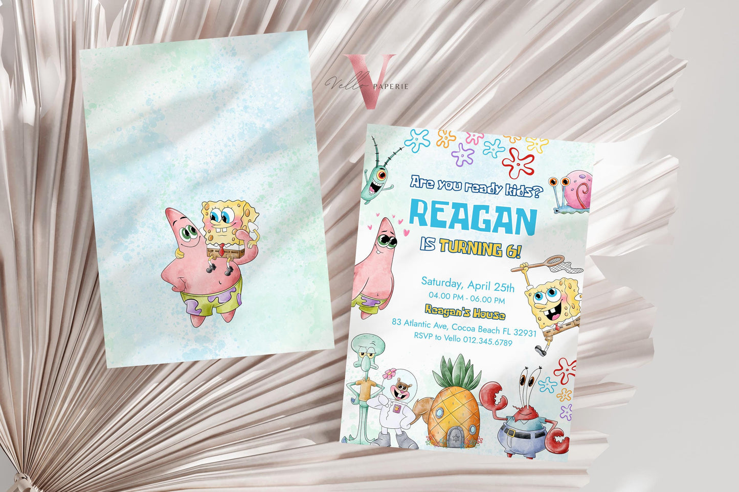 Editable Printable Spongebob Birthday Invitation | Watercolor Spongebob Square Pants Colorful Birthday Party Invite | Any Age Bikini Bottom