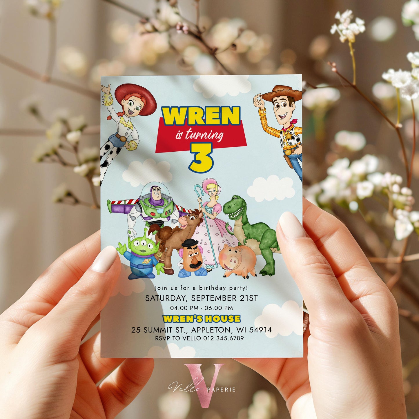 Any Age TOY Story Birthday Invitation | Watercolor Toy Story Boy Theme Colorful Birthday Party Invite | Buzz Woody Jessie