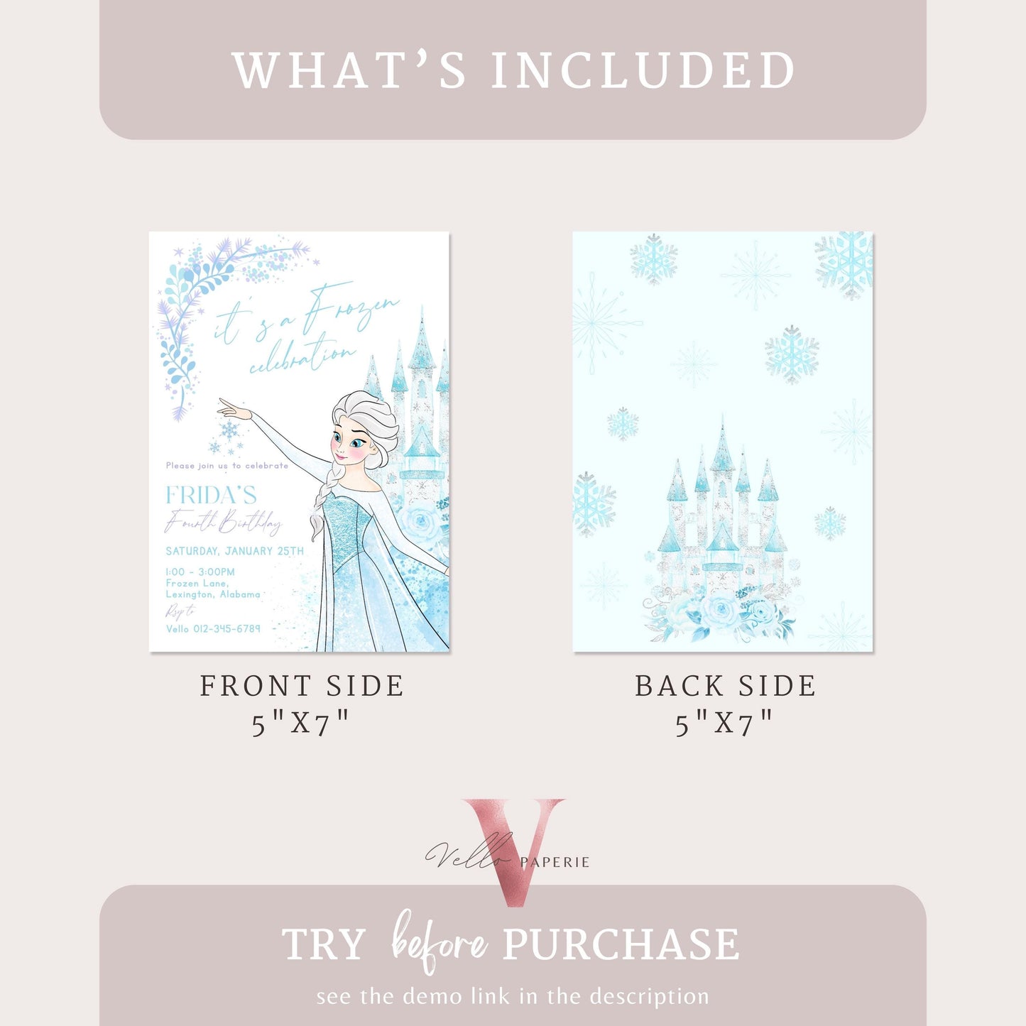 ANY AGE Princess Elsa Birthday Invite  | Winter Snow Frozen Invitation | Editable Printable FROZEN For the First Time in Forever Instant